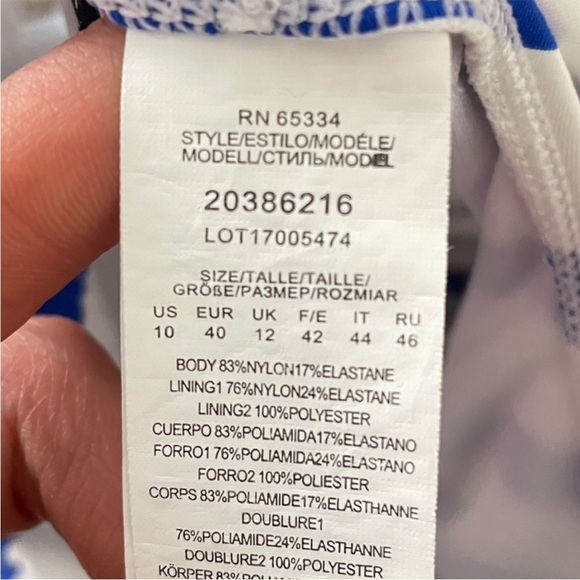 Lauren Ralph Lauren Port Stripe Blue Lace Up Grommet One Piece Swimsuit US 10 - Picture 6 of 7